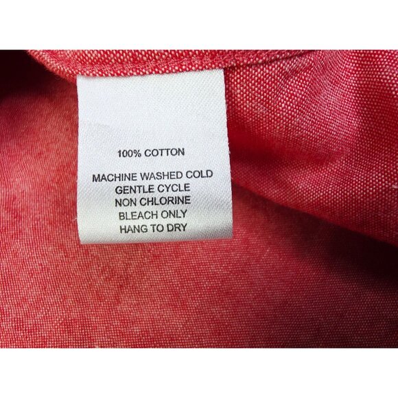 Untuckit Size Large Mens Red Cotton Long Sleeve Hem Logo Tag Pocket Shirt - Picture 6 of 10